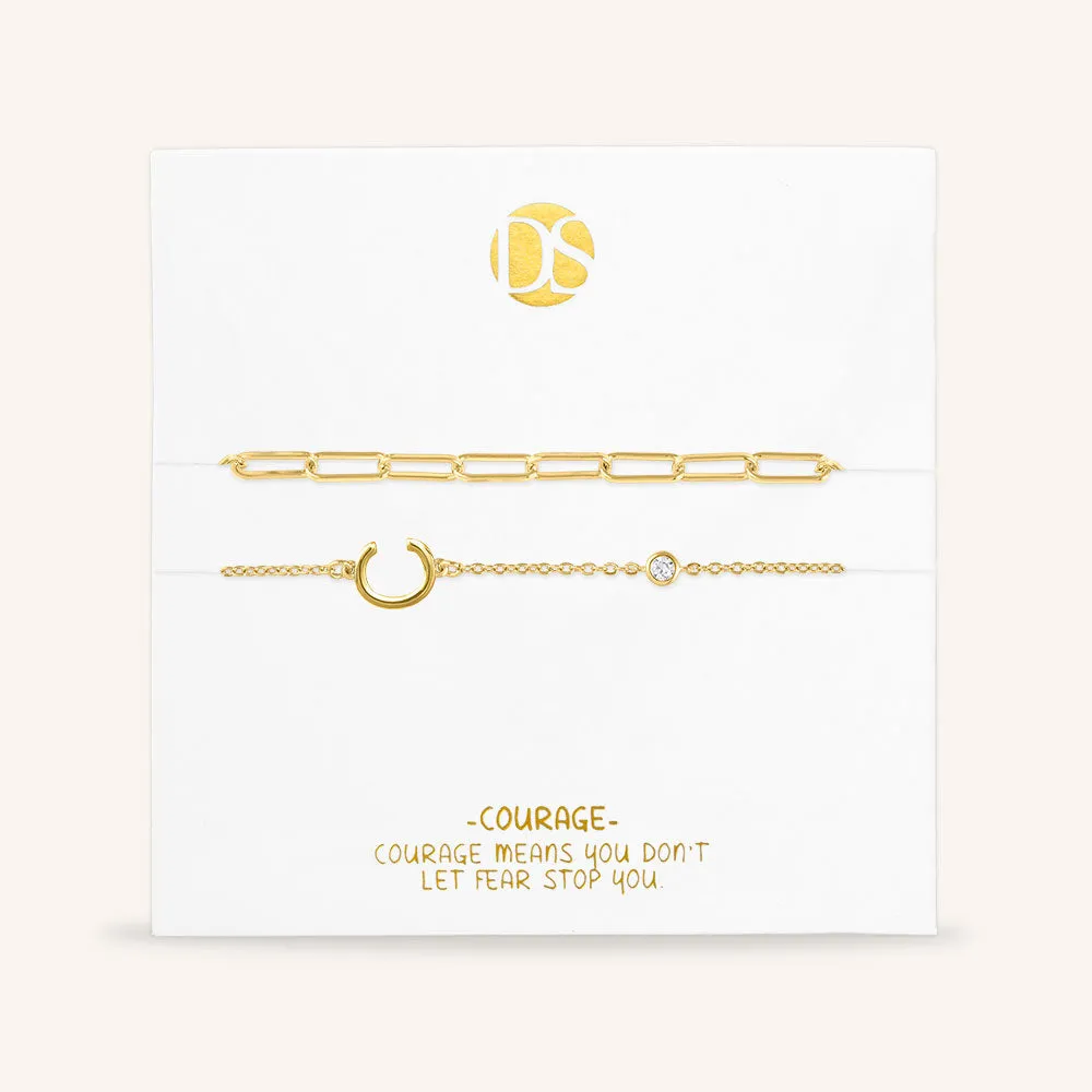 "Yours Truly" Set of Two Initial & Clip Chain Layering Bracelets