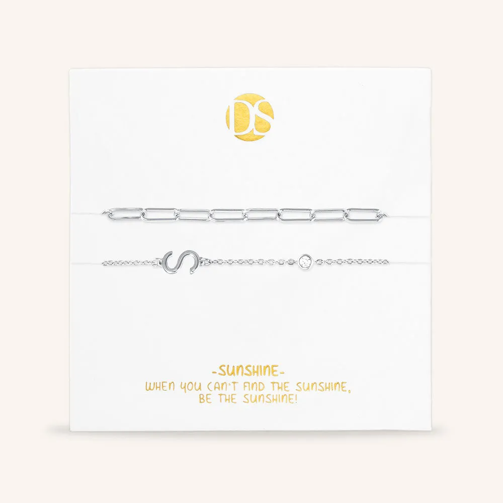 "Yours Truly" Set of Two Initial & Clip Chain Layering Bracelets