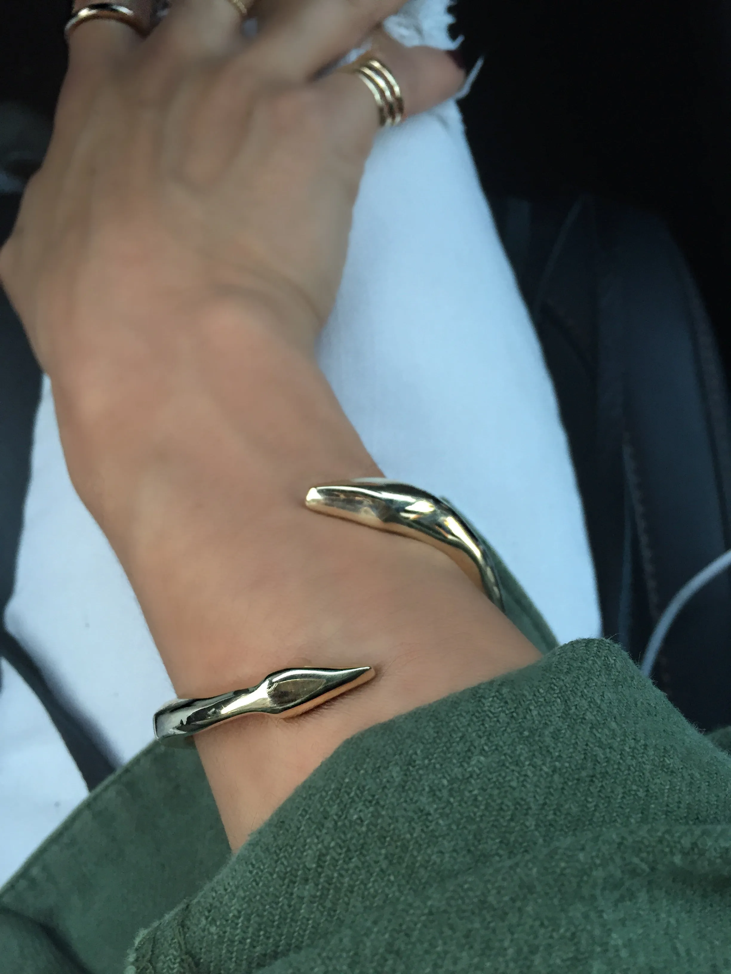 Raw Snake Cuff - Sterling Silver