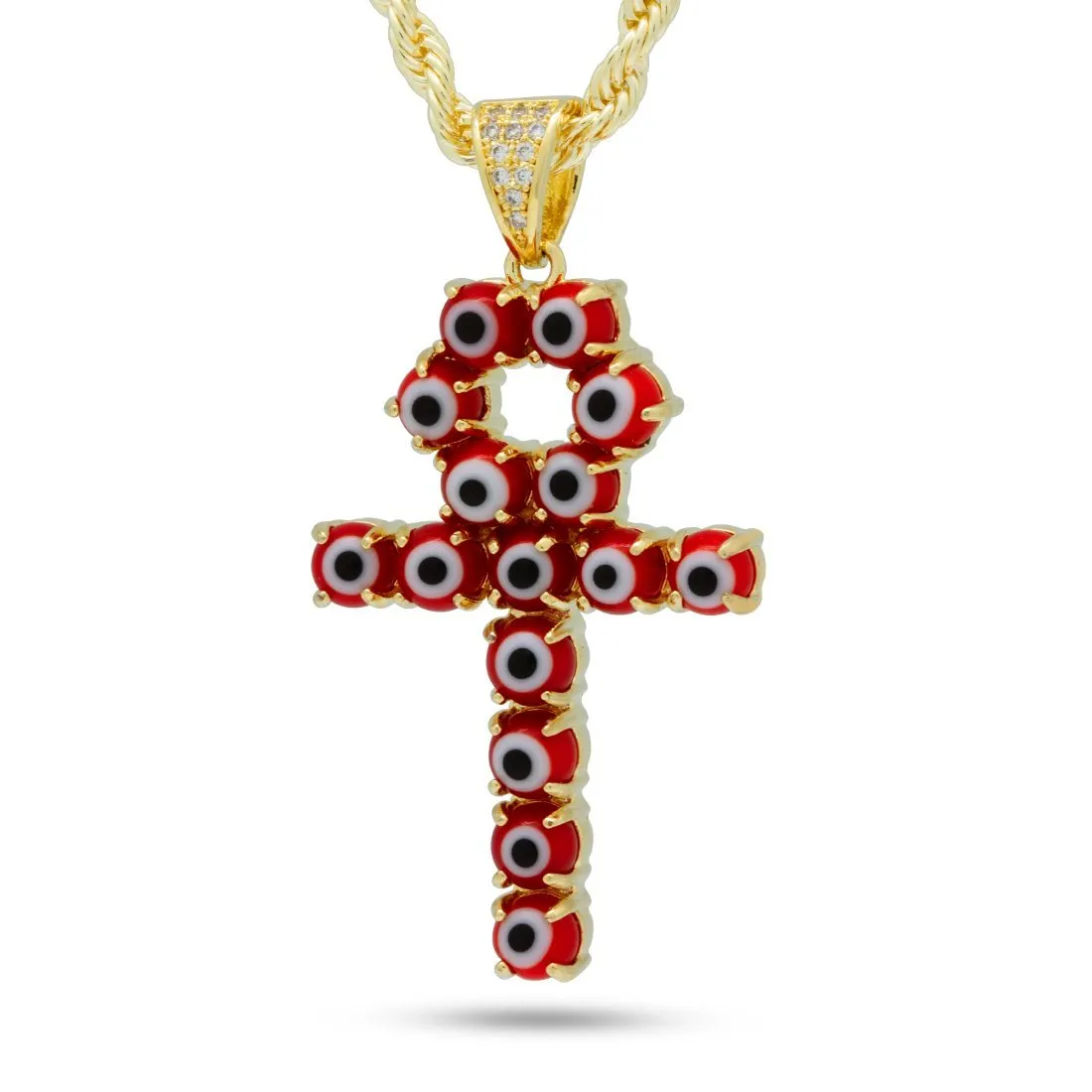 Red Evil Eye Ankh Cross Necklace