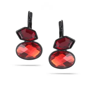 RED FACETED FRENCH CLIP  EARRINGS #227RD3101 (1B13)