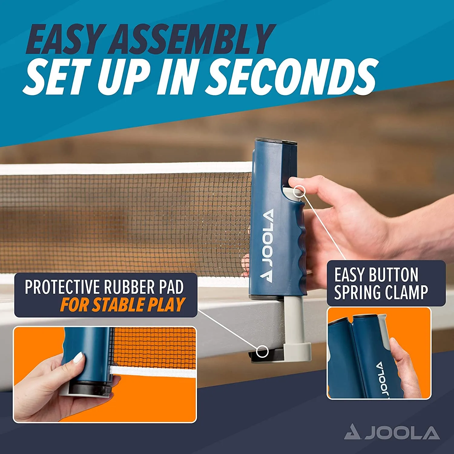 Retractable Ping Pong Net: Portable set stretches 5.75' and fits tables up to 2" thick perfect for instant table tennis games anywhere
