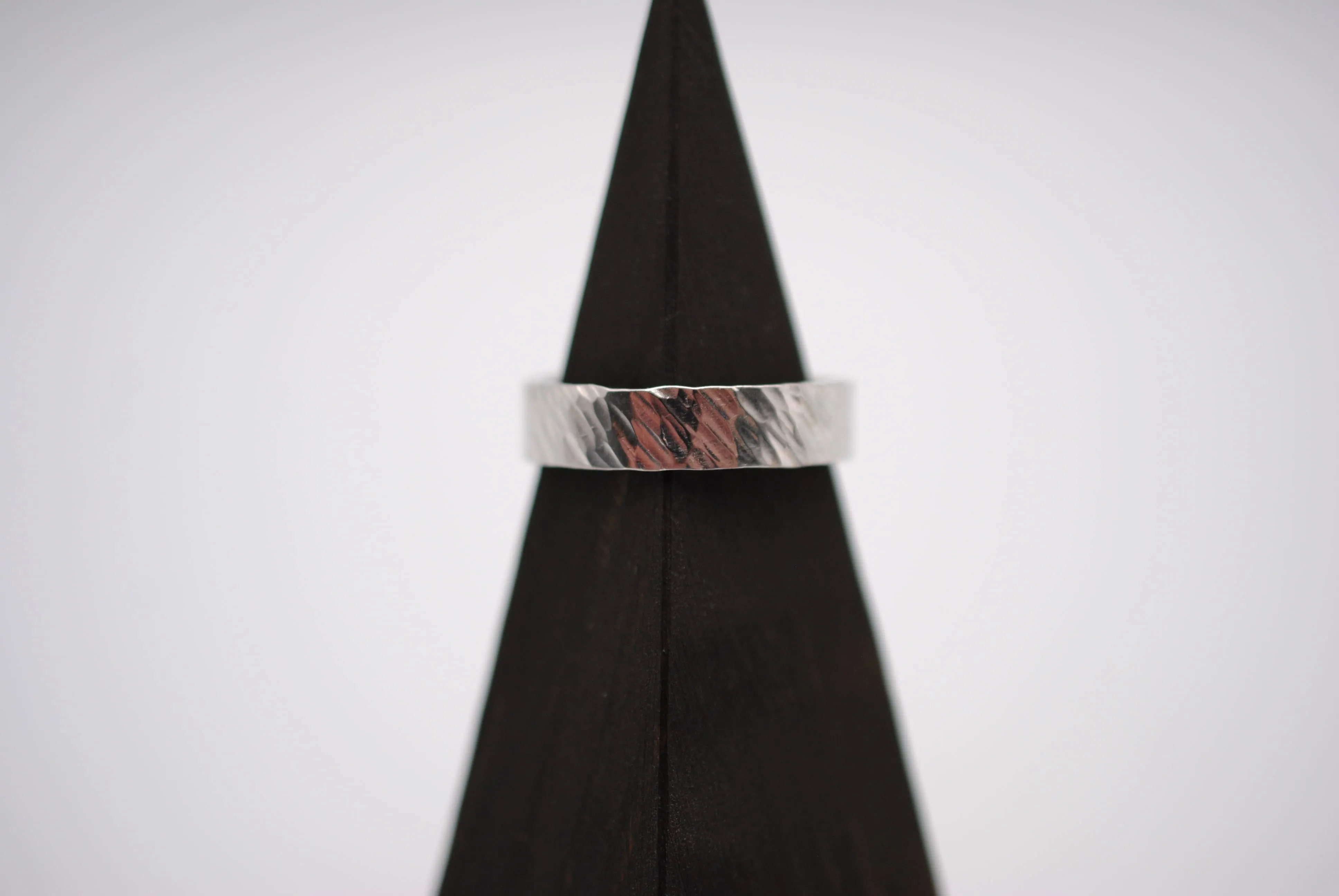 Ring Band: Bark Texture, Rhodium Finish, 5mm Wide