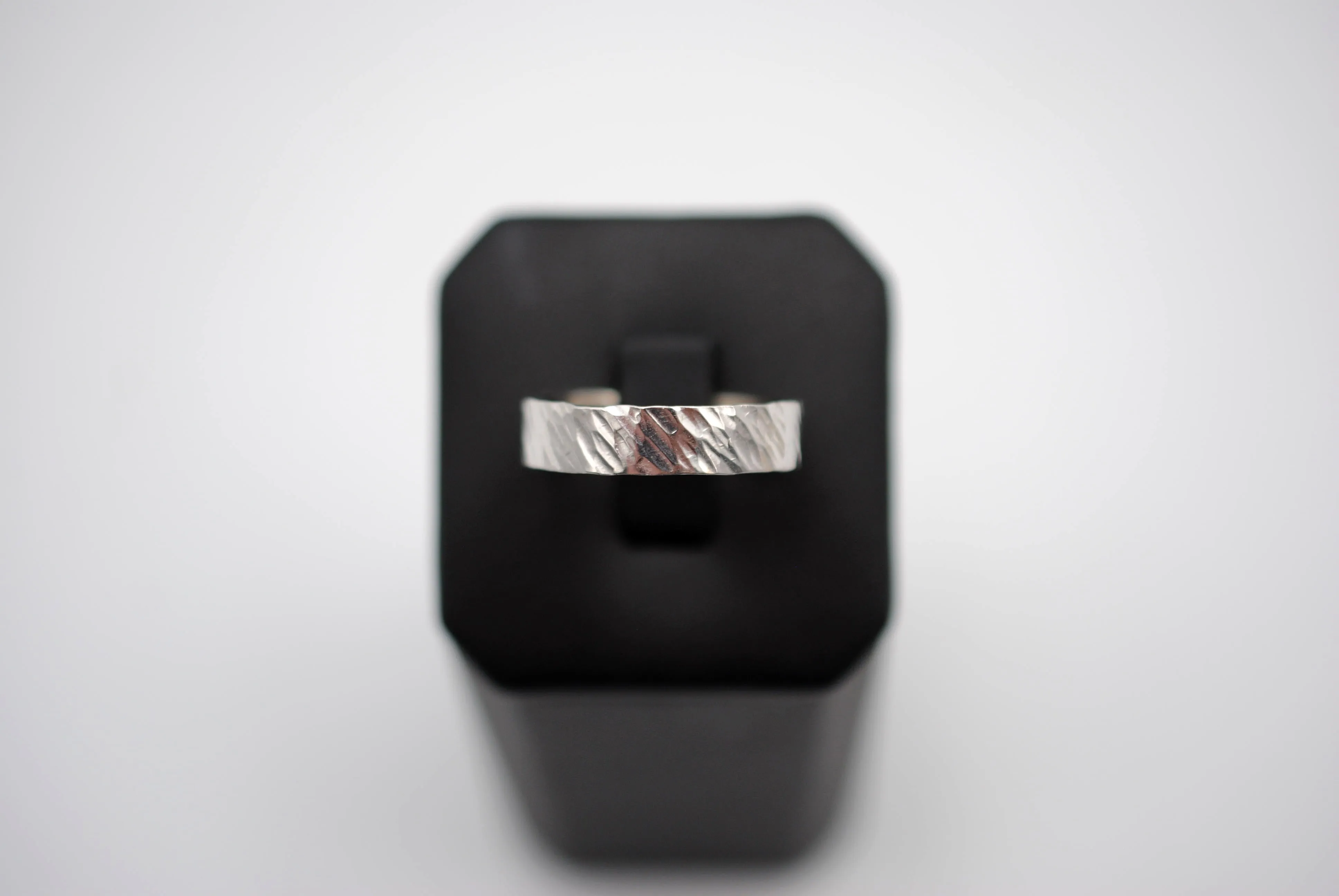 Ring Band: Bark Texture, Rhodium Finish, 5mm Wide