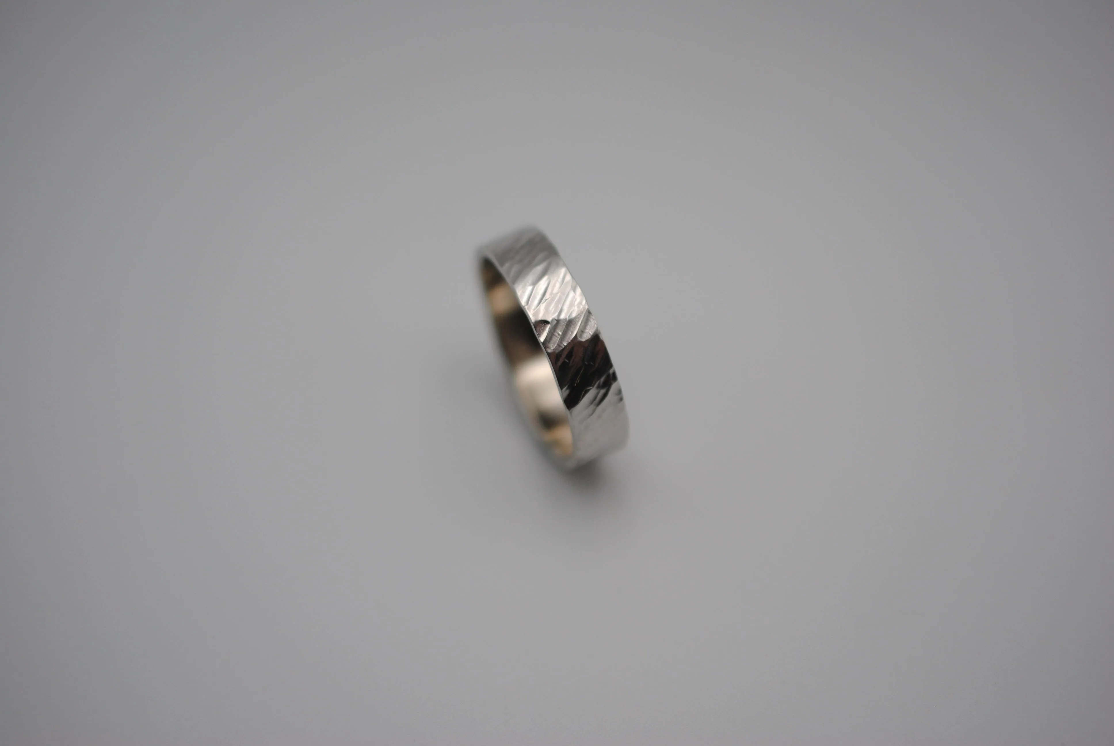Ring Band: Bark Texture, Rhodium Finish, 5mm Wide