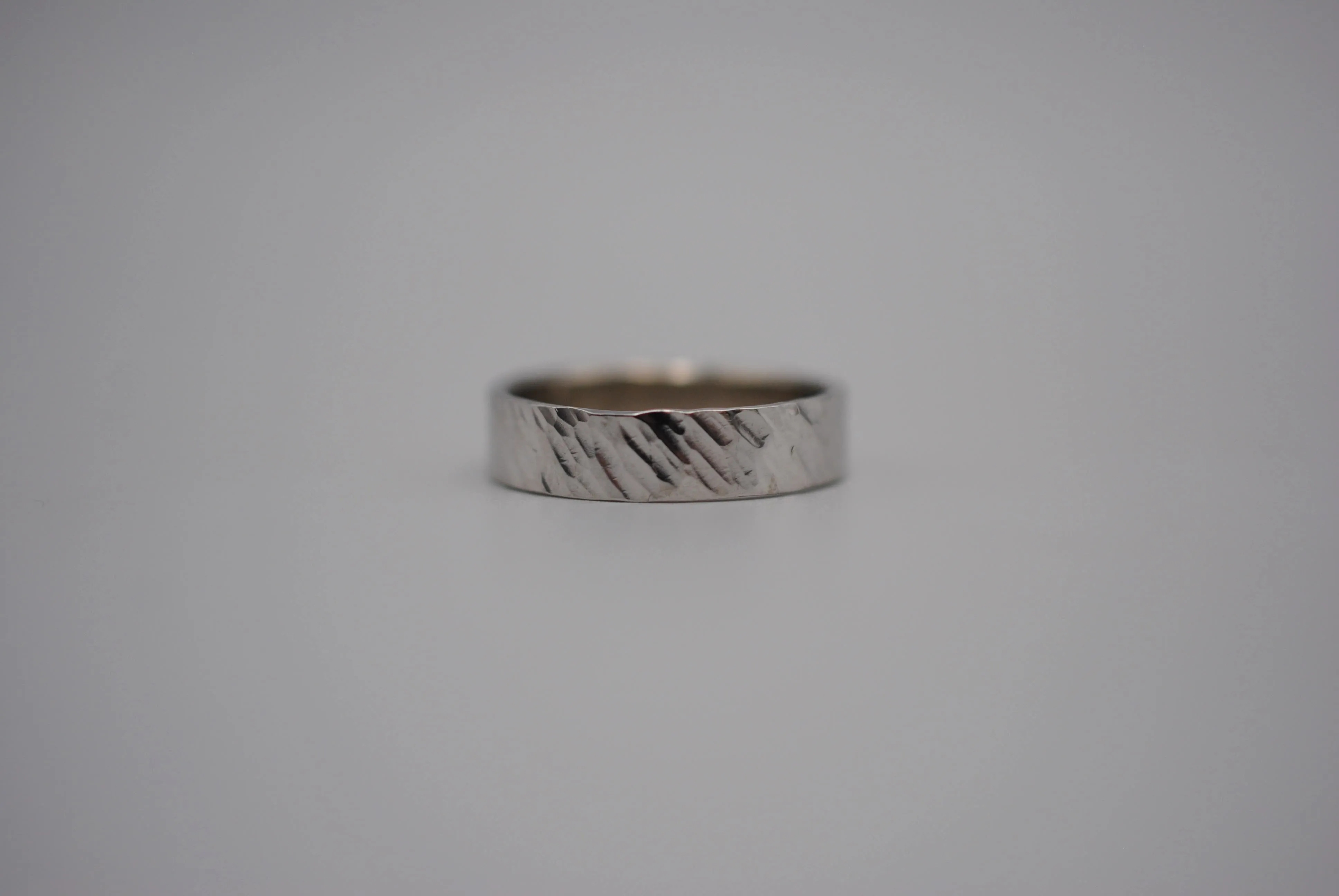 Ring Band: Bark Texture, Rhodium Finish, 5mm Wide
