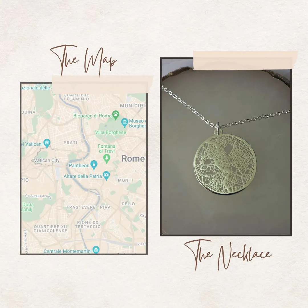 Rome Silver - City Map Necklace