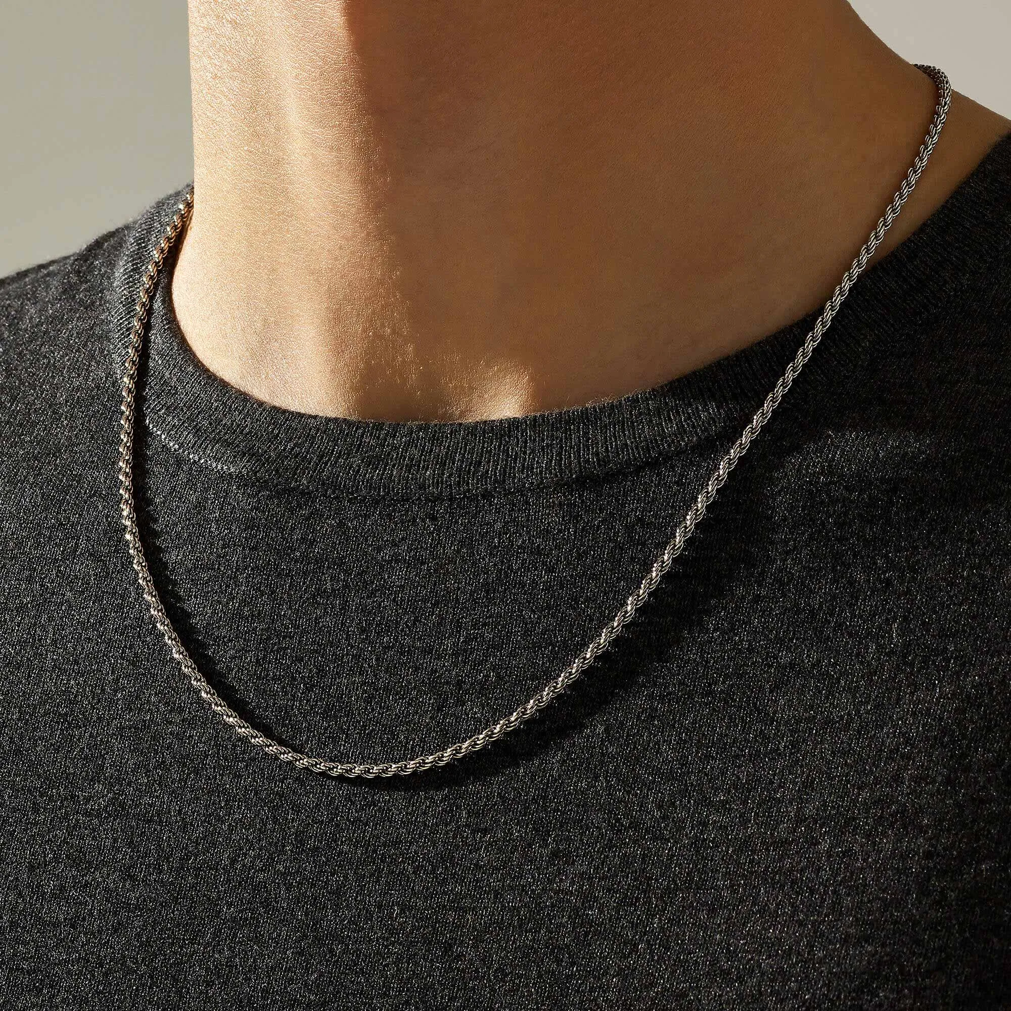 Rope Necklace Chain in Silver