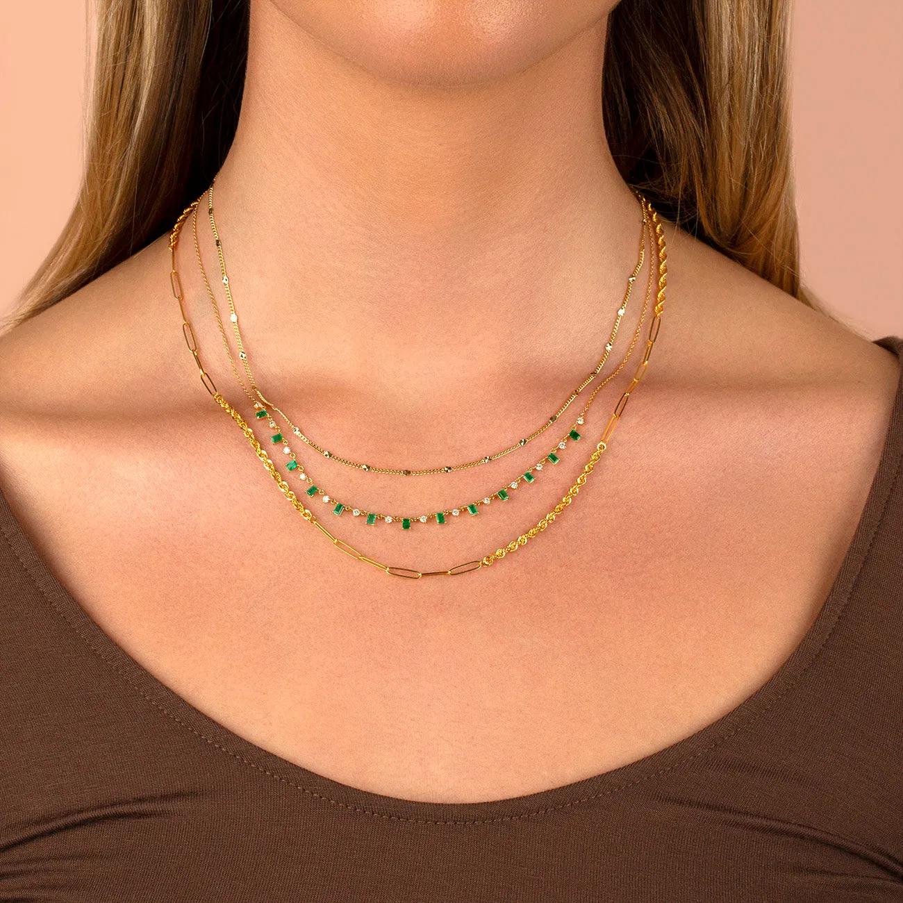 Rope x Paperclip Chain Necklace 14K