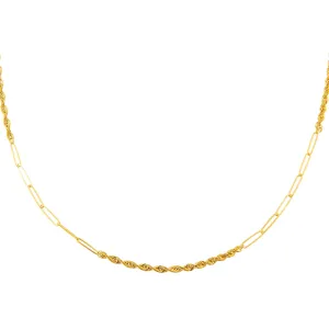 Rope x Paperclip Chain Necklace 14K