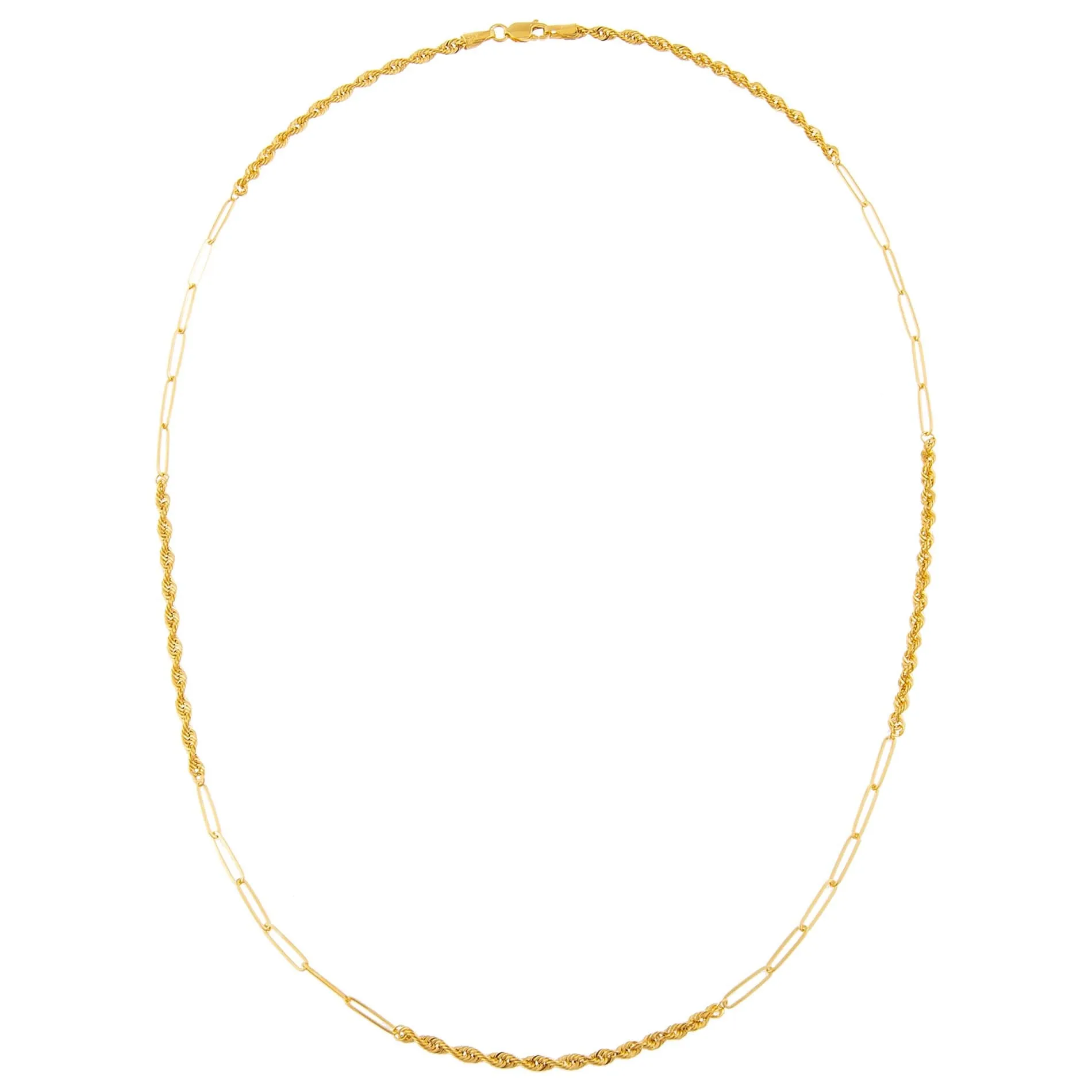 Rope x Paperclip Chain Necklace 14K