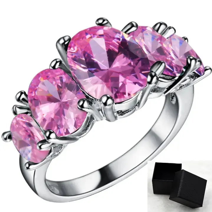 Rose Crystal CZ Ring- Colorful Fashion
