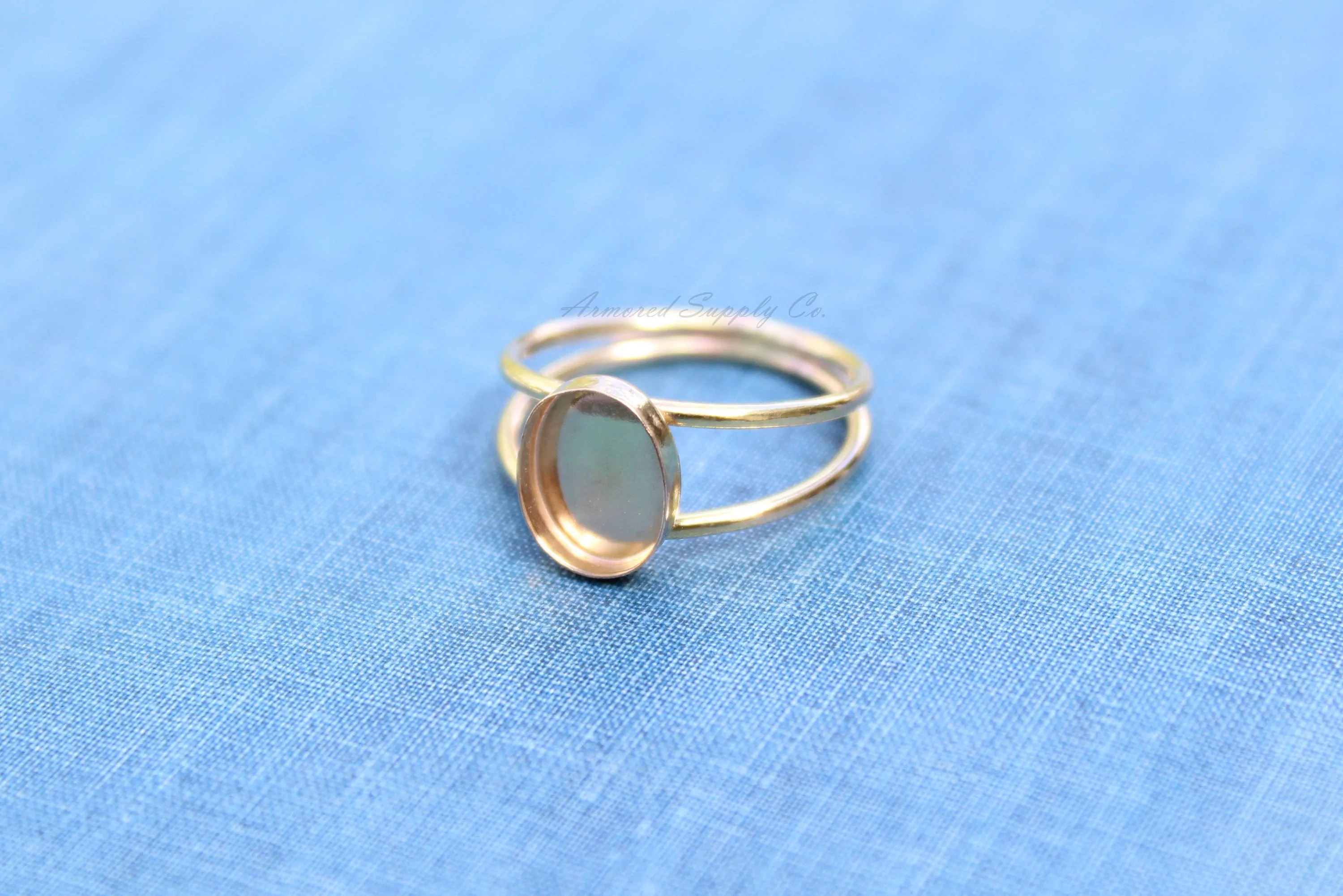 ROSE Gold Filled 14x10mm Oval Double Band Ring blank