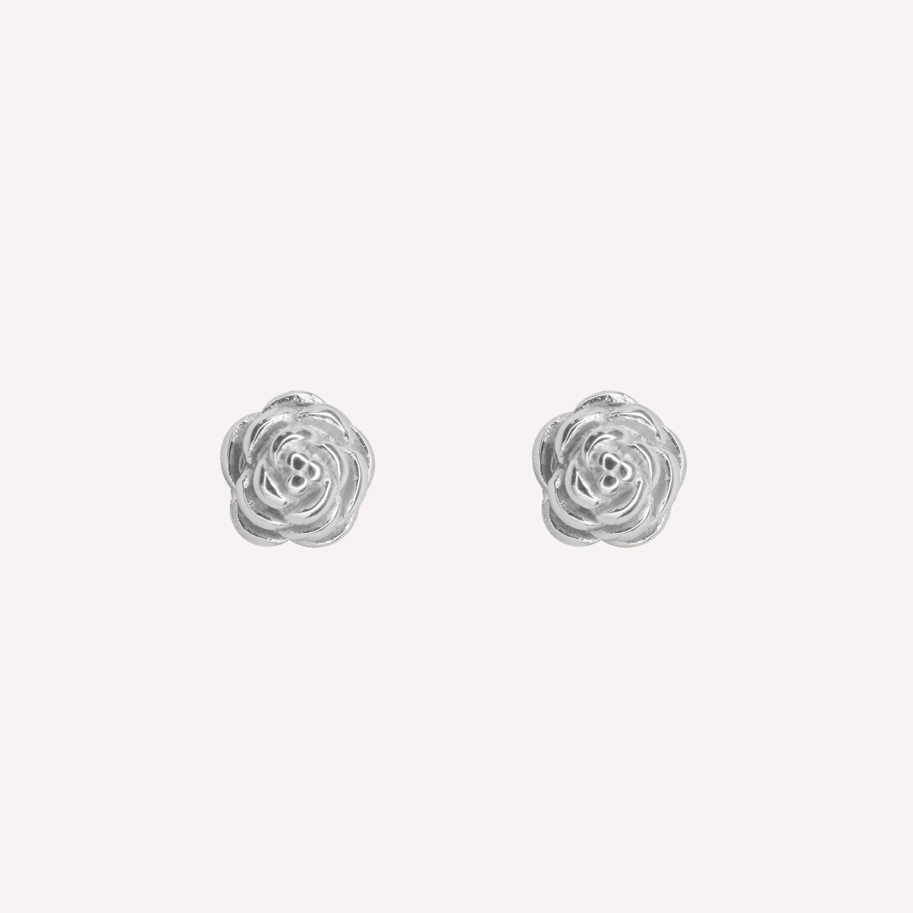ROSE STUD EARRINGS IN SILVER