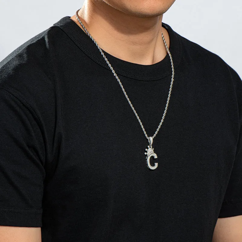 Round Cut Created Diamond Hip Hop Micro Pave The Letter C Pendant Necklace
