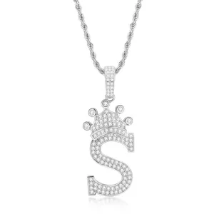 Round Cut Created Diamond Hip Hop Micro Pave The Letter S Pendant Necklace