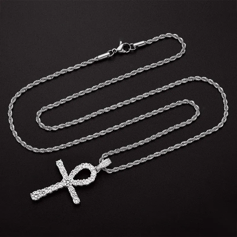 Round Cut Created Diamond Hip Hop Personalized Pendant Necklace 23.62''