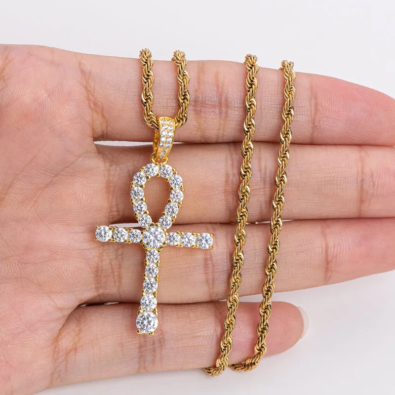 Round Cut Created Diamond Hip Hop Personalized Pendant Necklace 23.62''