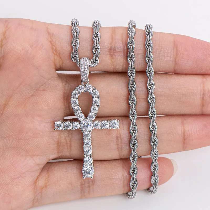 Round Cut Created Diamond Hip Hop Personalized Pendant Necklace 23.62''
