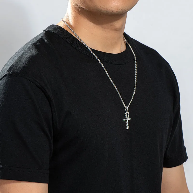 Round Cut Created Diamond Hip Hop Personalized Pendant Necklace 23.62''