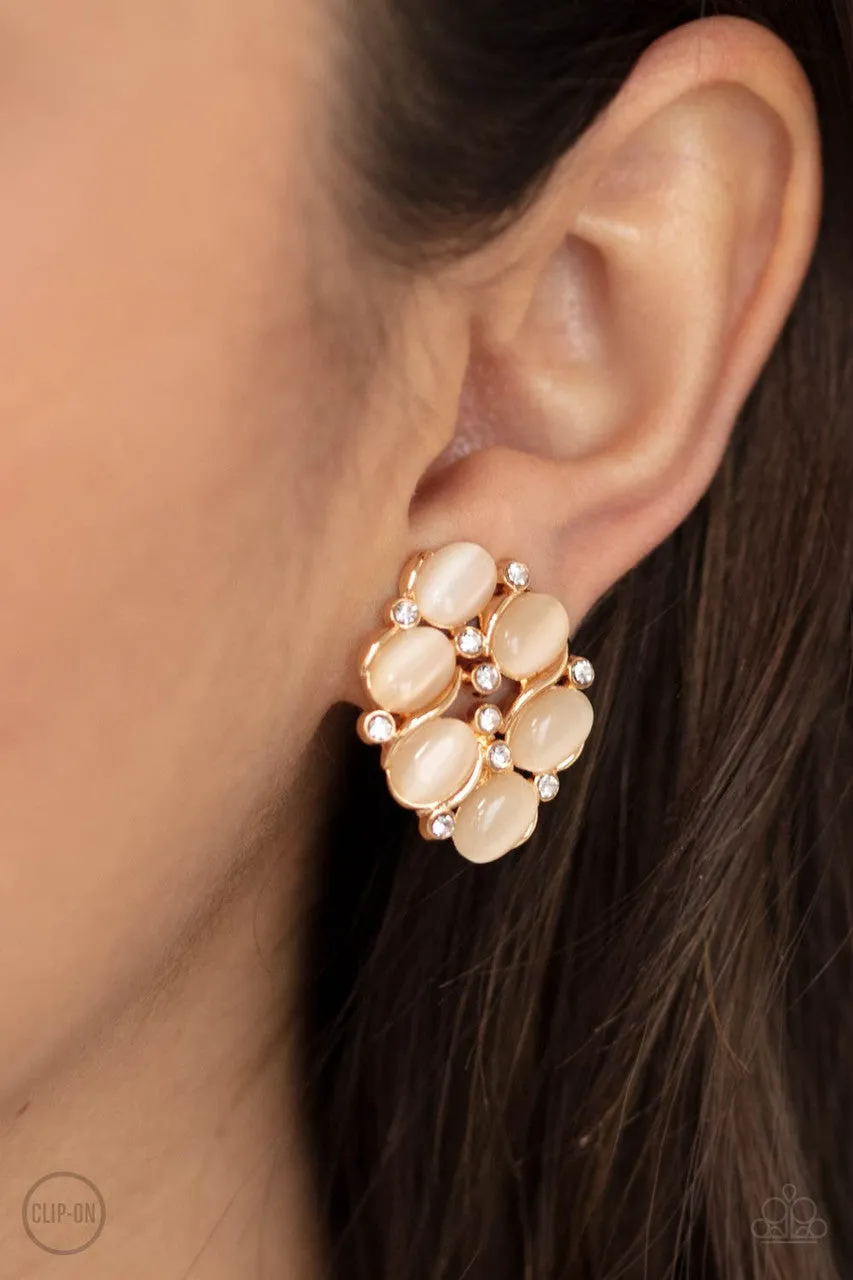 Row, Row, Row Your YACHT Gold Paparazzi Clip-On Earrings