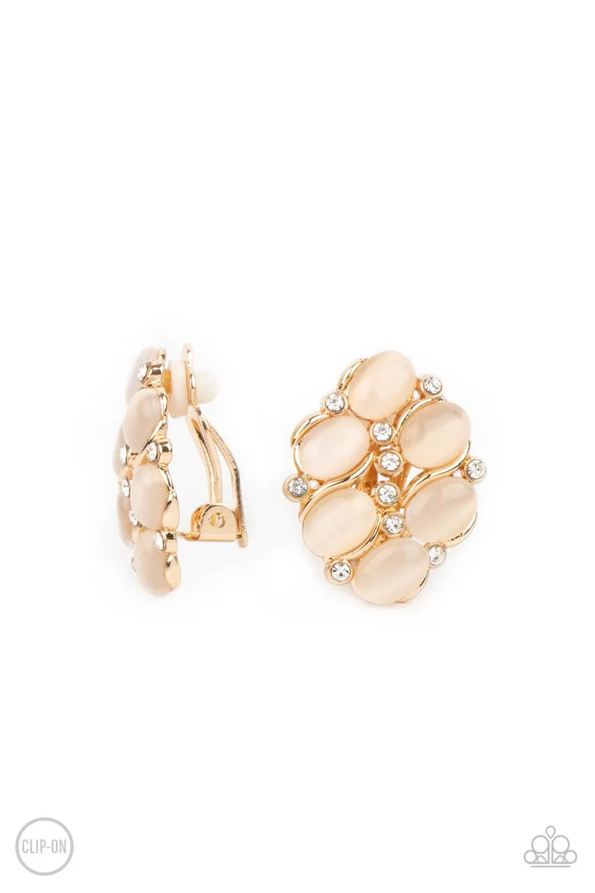 Row, Row, Row Your YACHT Gold Paparazzi Clip-On Earrings