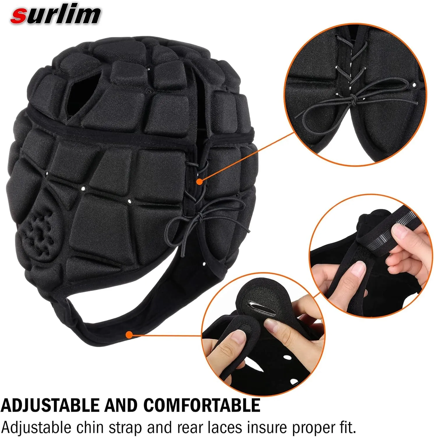 Rugby Soft Helmet Soccer Headgear Scrum Cap 7V7 Flag Football Headguard for Adult XL