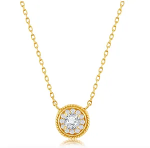 Sally Mini CZ Flower With Rope Border Necklace