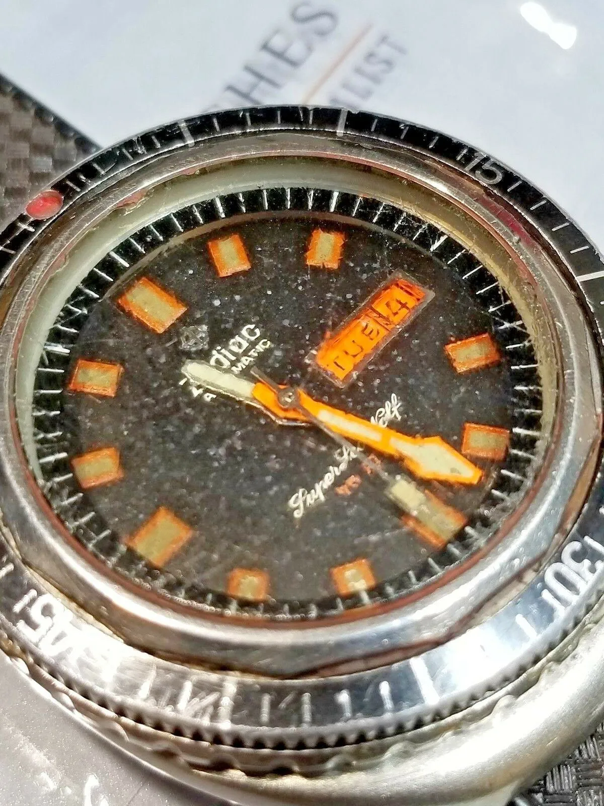 Serviced Vintage 1969's Zodiac Super Sea Wolf Diver Watch Day Date 862-836 HBEAT