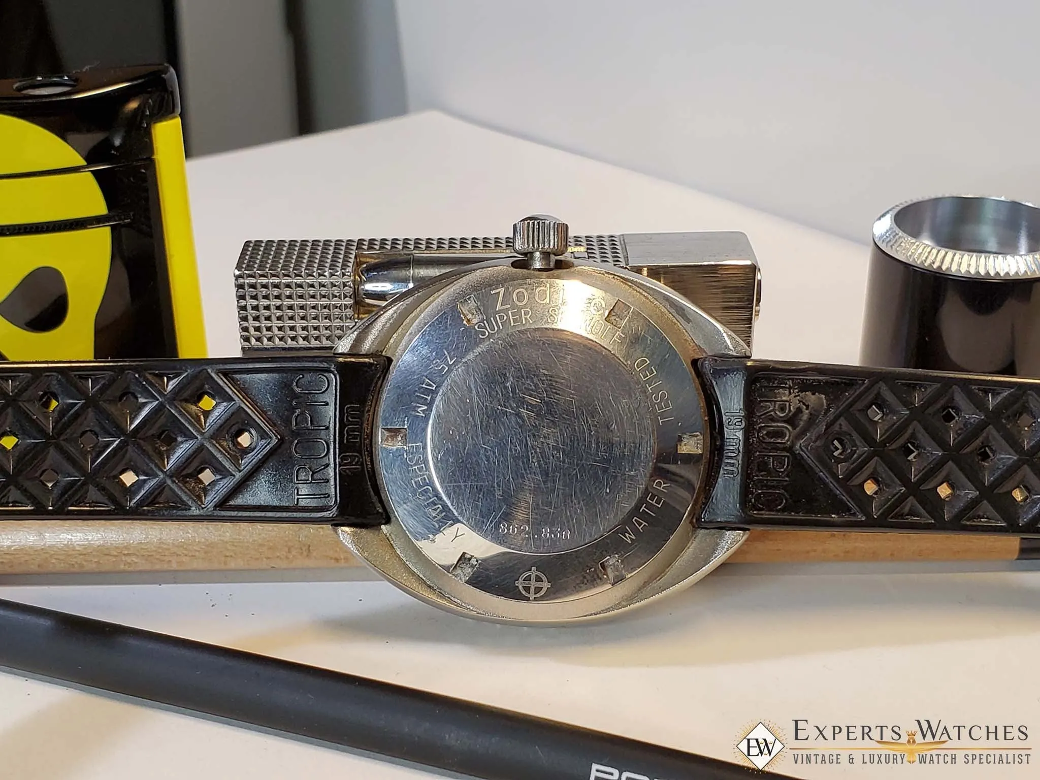 Serviced Vintage 1969's Zodiac Super Sea Wolf Diver Watch Day Date 862-836 HBEAT