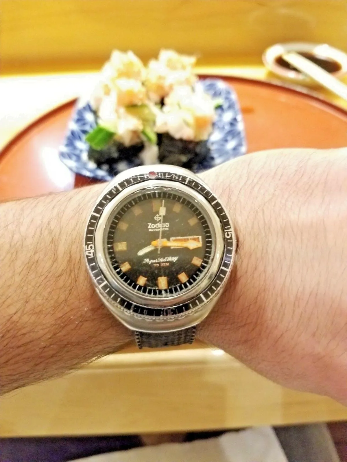 Serviced Vintage 1969's Zodiac Super Sea Wolf Diver Watch Day Date 862-836 HBEAT