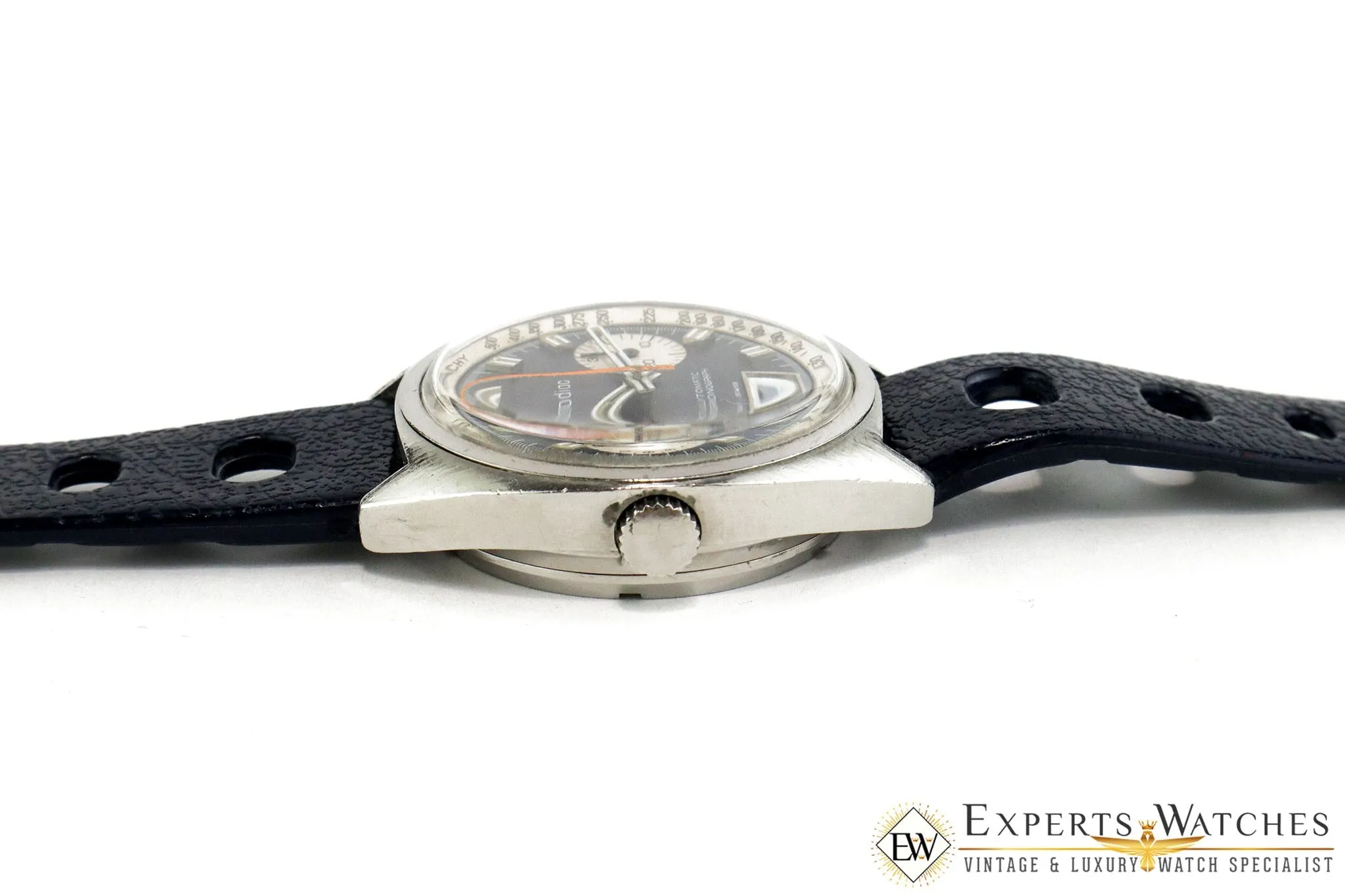 Serviced Vintage 1974 Zodiac Carrera 1153 Chronograph Cal 12 Blue Panda Watch