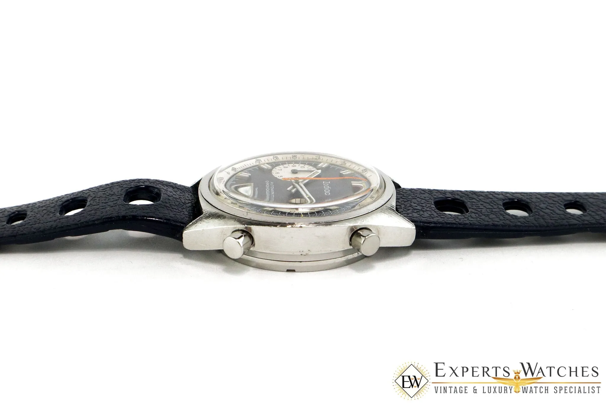Serviced Vintage 1974 Zodiac Carrera 1153 Chronograph Cal 12 Blue Panda Watch