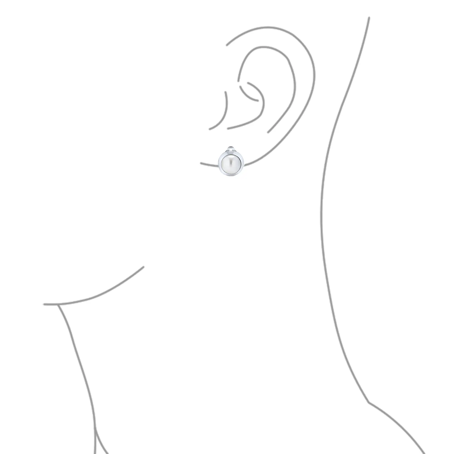 Set of 2 Simple White Pearl Cabochon Oval Clip-On Earrings Silver Gold Plated
