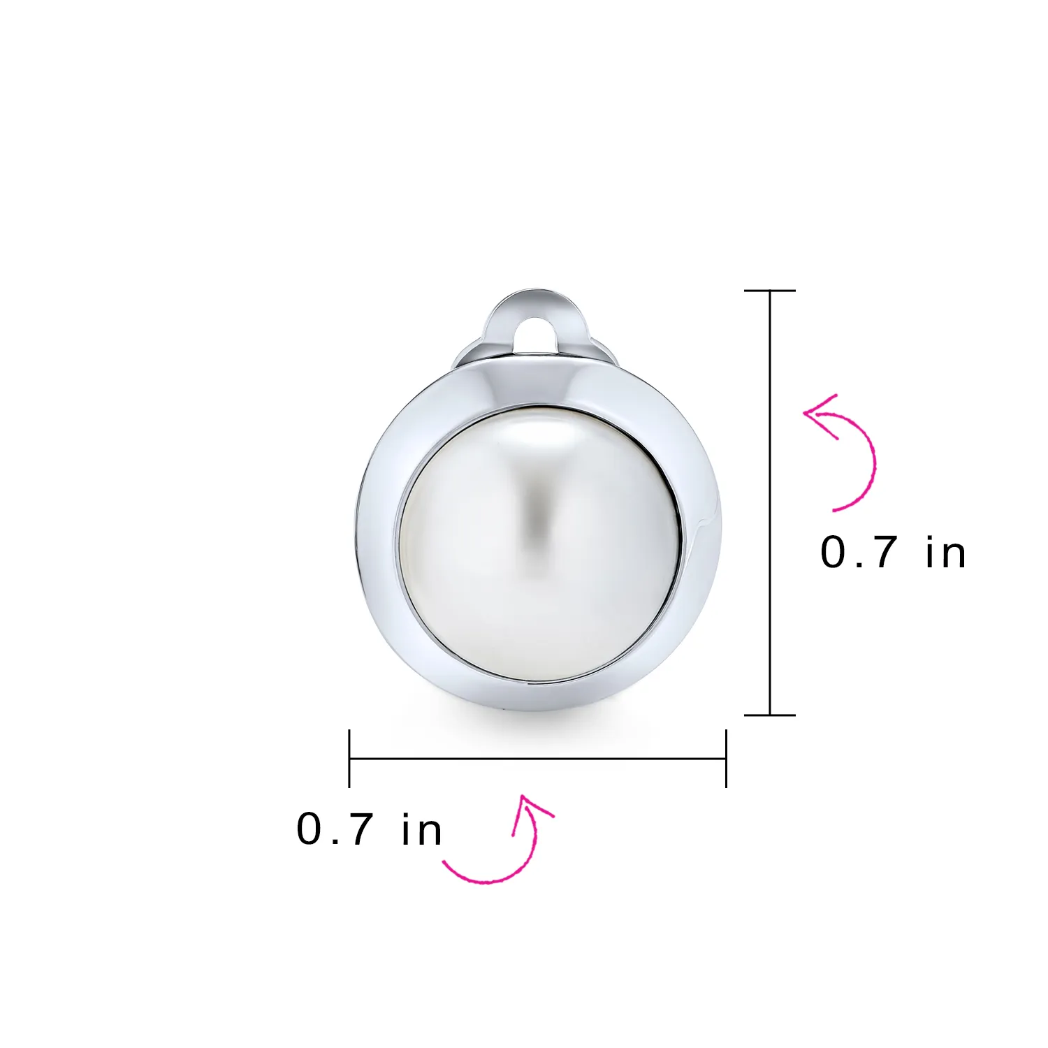 Set of 2 Simple White Pearl Cabochon Oval Clip-On Earrings Silver Gold Plated