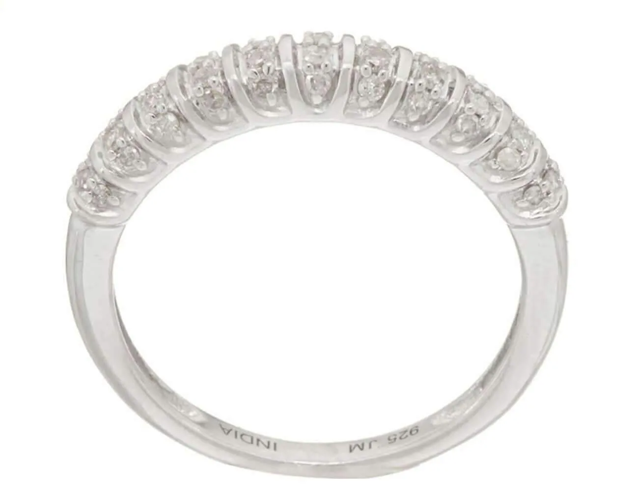 Set of 3 Pave' Band Rings, Sterling, 5/8 cttw by JewelMore