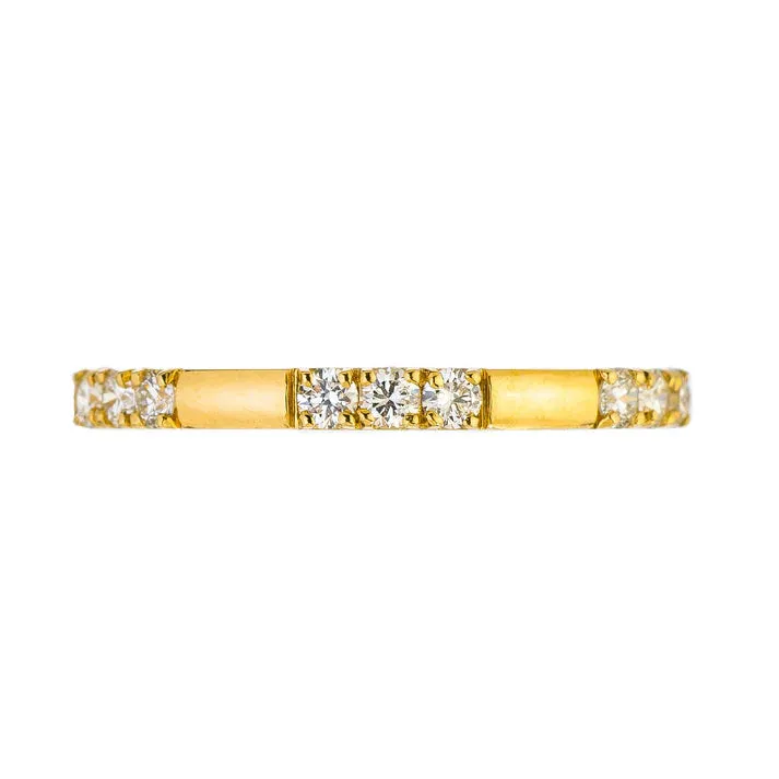 Sethi Couture 18K Yellow Gold Luna 3 Stone White Diamond Band