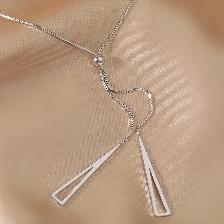 Sexy Tassel Charm Pull Adjustment Chain Choker Necklace Stainless Steel
