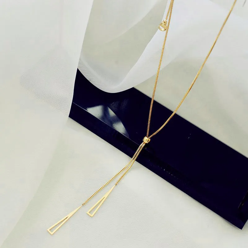 Sexy Tassel Charm Pull Adjustment Chain Choker Necklace Stainless Steel
