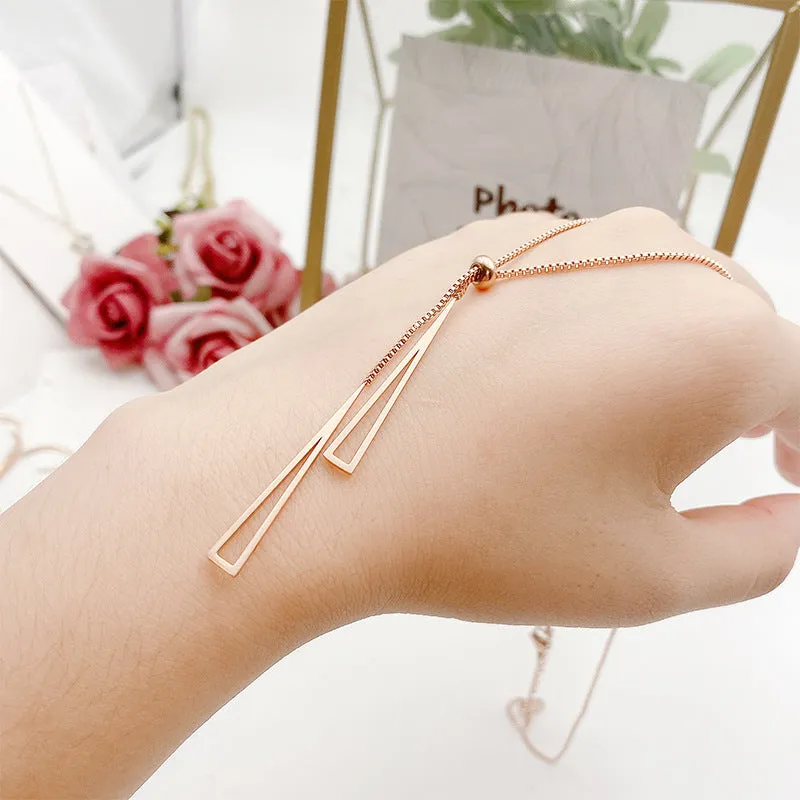 Sexy Tassel Charm Pull Adjustment Chain Choker Necklace Stainless Steel