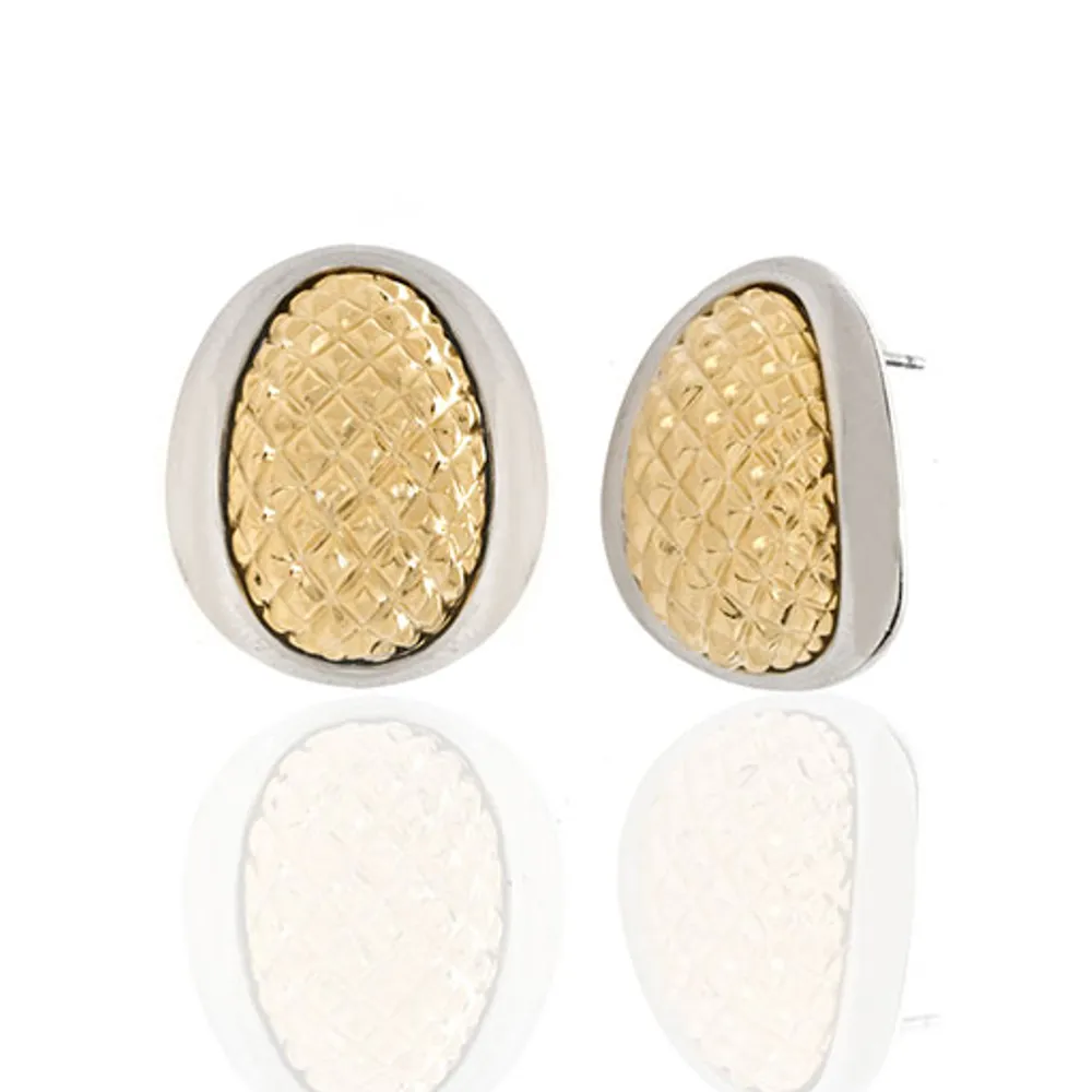Sharkskin Two-Tone Gold & Silver Earrings