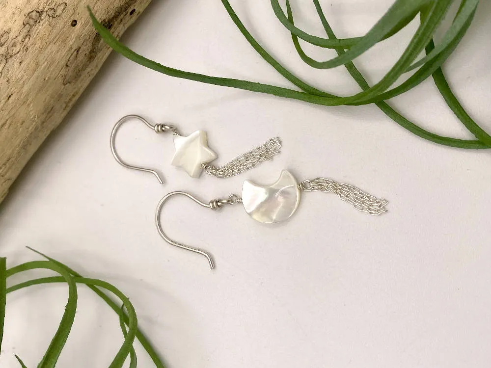 Shooting Star & Moon Earrings