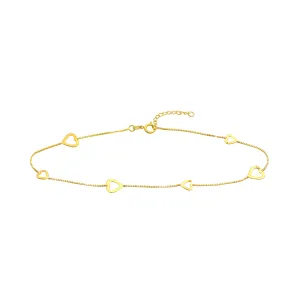 Sideways Open Hearts Adjustable Anklet