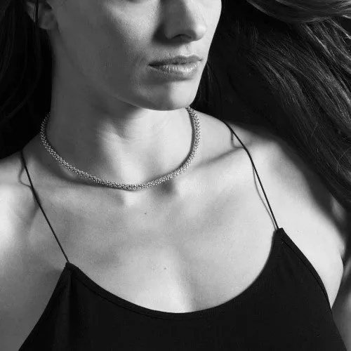 Signature Caviar 5mm Silver Beaded Necklace -04-80253-18