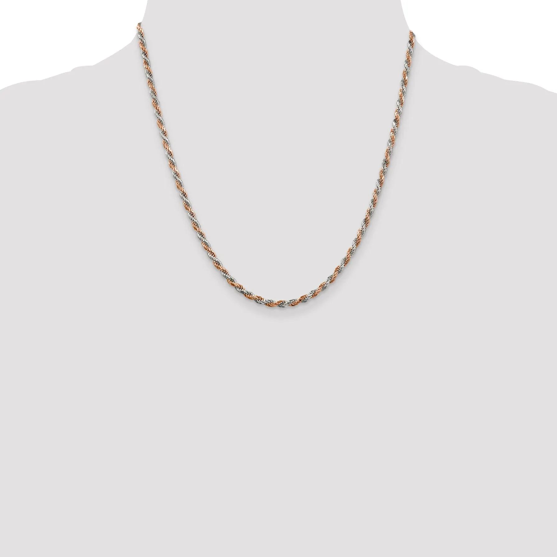 Silver 2.50-mm Rose Vermeil D.C Rope Chain