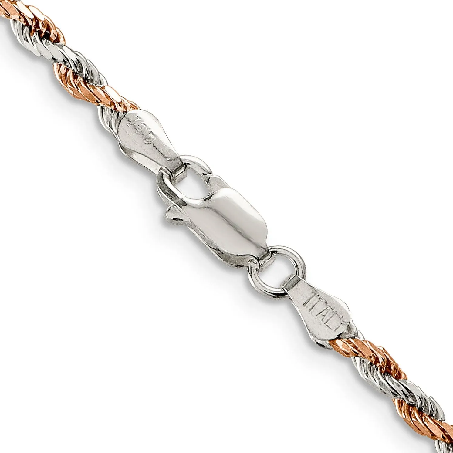 Silver 2.50-mm Rose Vermeil D.C Rope Chain