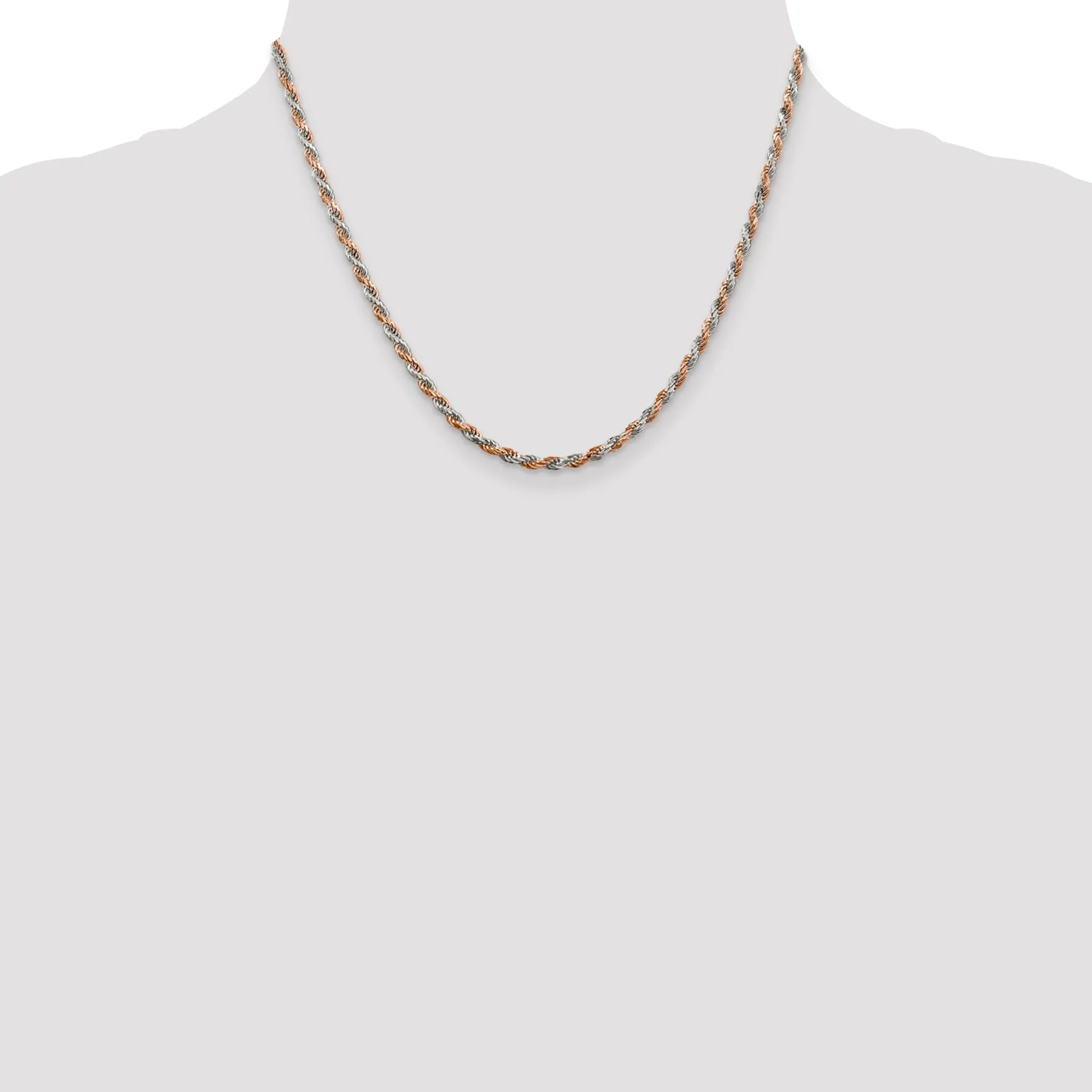 Silver 2.50-mm Rose Vermeil D.C Rope Chain