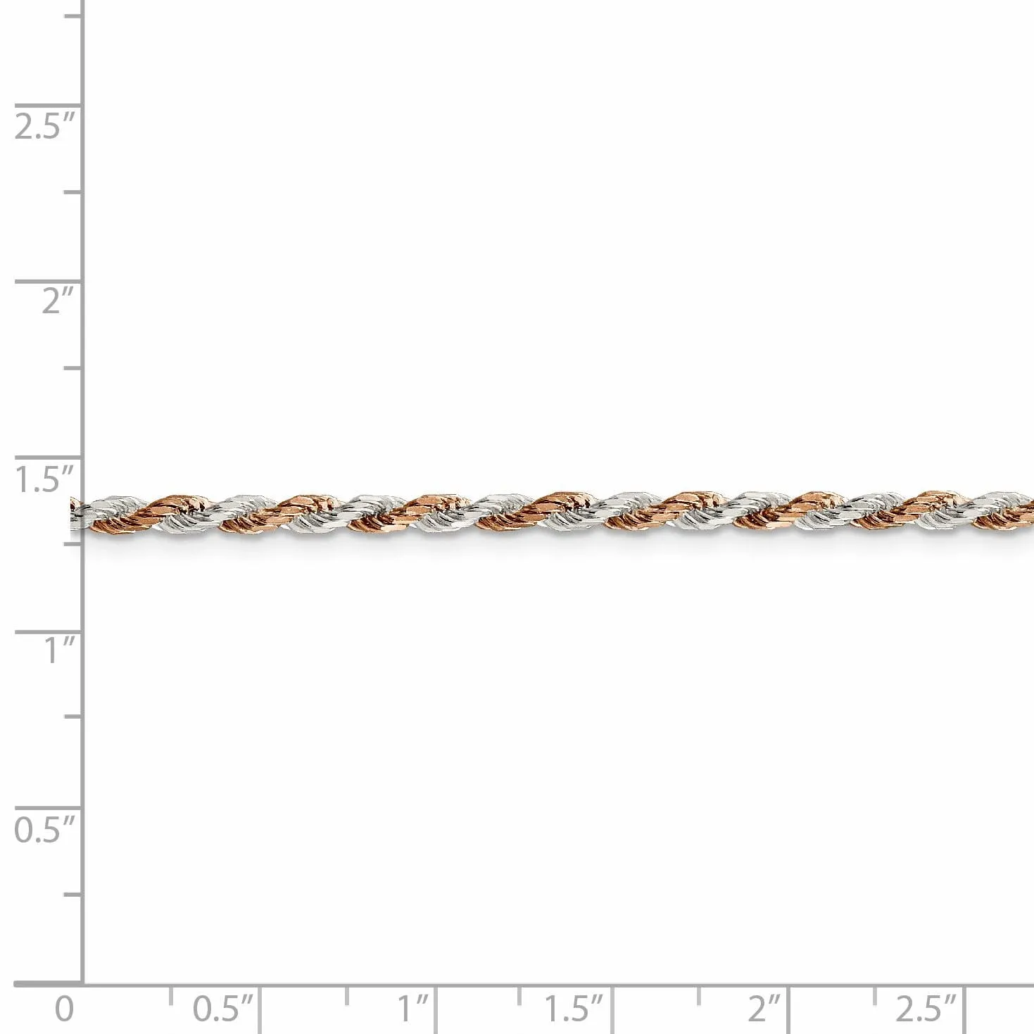 Silver 2.50-mm Rose Vermeil D.C Rope Chain
