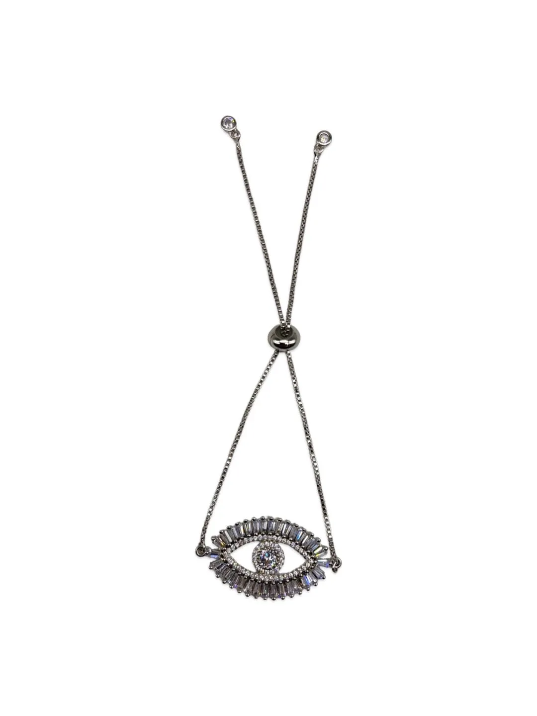 Silver Plated Evil Eye Adjustable A D Bracelet