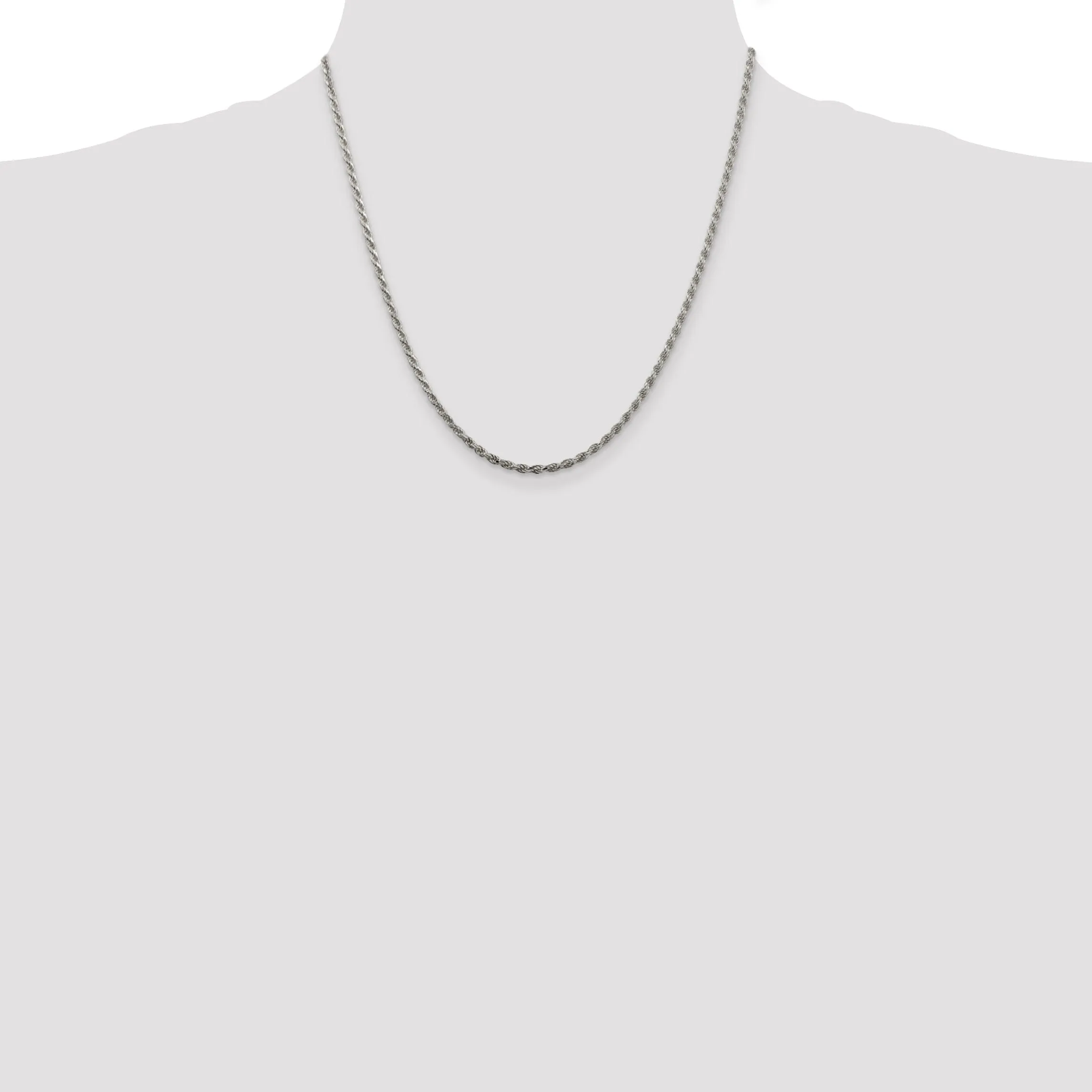 Silver Polished D.C 2.25-mm Solid Rope Chain